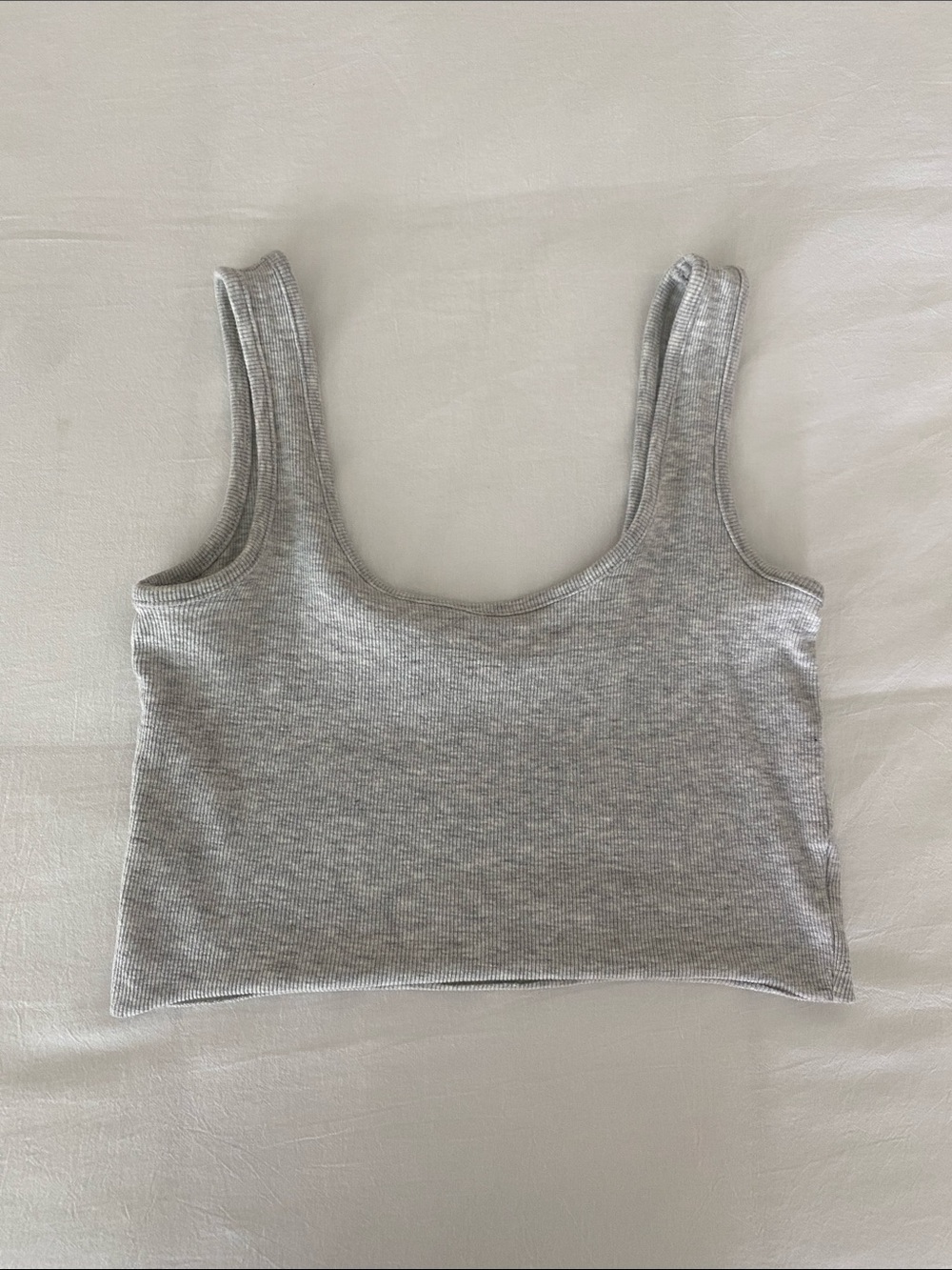 Cotton On Gray Ribbed Scoop Neck Crop Tank